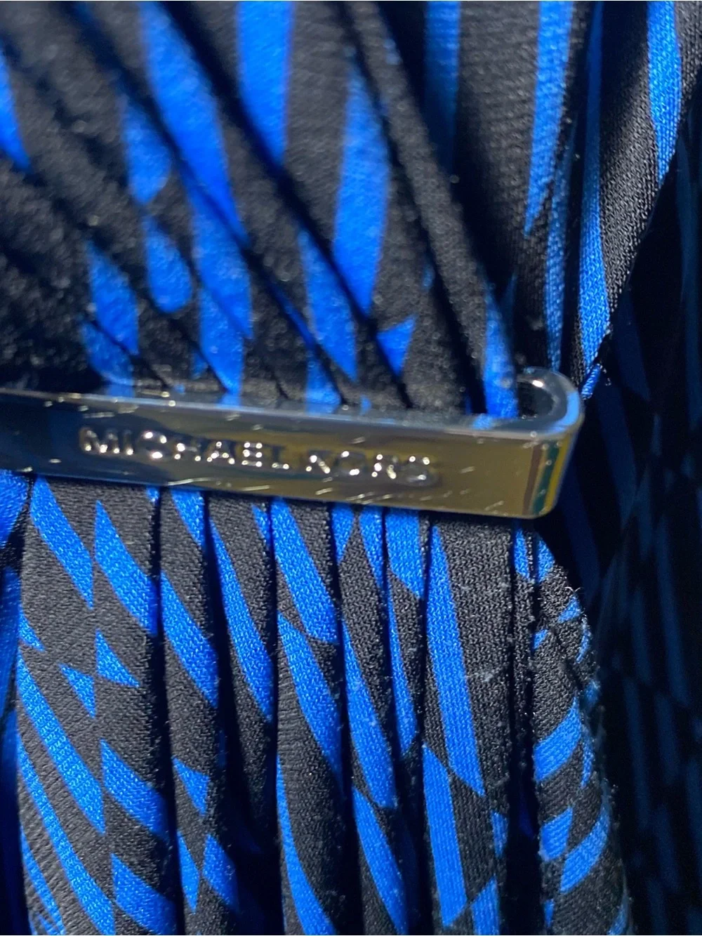 Michael Kors Blue and Black Patterned Wrap-Style Dress